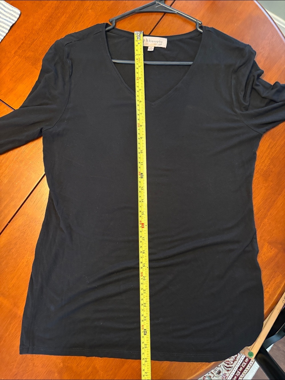 Philosophy Black V-Neck 3/4 Sleeve Top - Picture 7 of 7